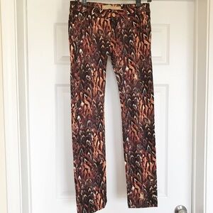 NWT Resalsa Multicolor Feather Print Jeans Size 25